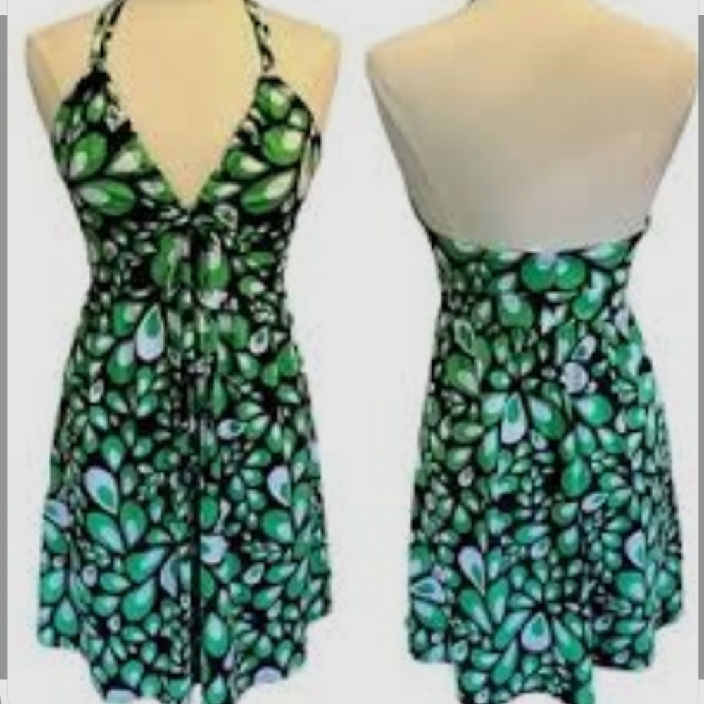 The North Face Green Black 70s Pattern Halter Dress Size Large